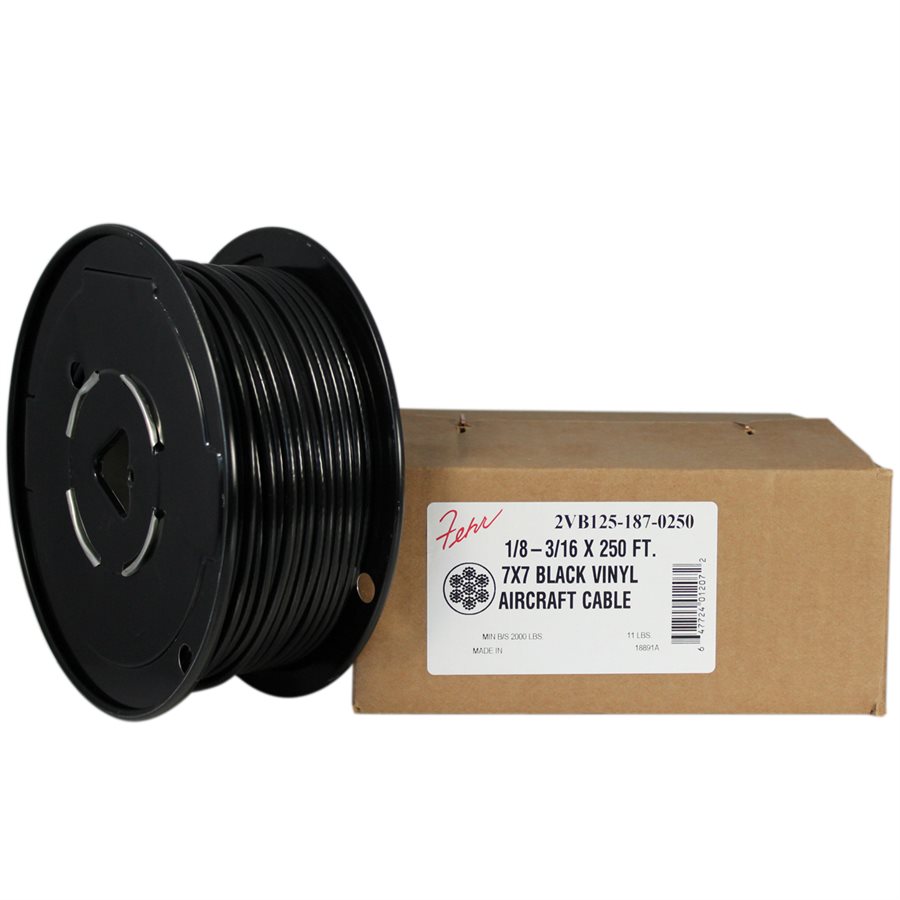 Vinyl Coated Hot Dip Galvanized Steel Cable - 1/8-3/16 in X 7x7