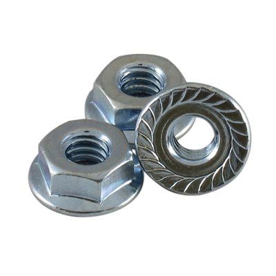 1/4-20 in Serrated Flange Nuts, 7/16 in Across Flats X 1000 Pcs