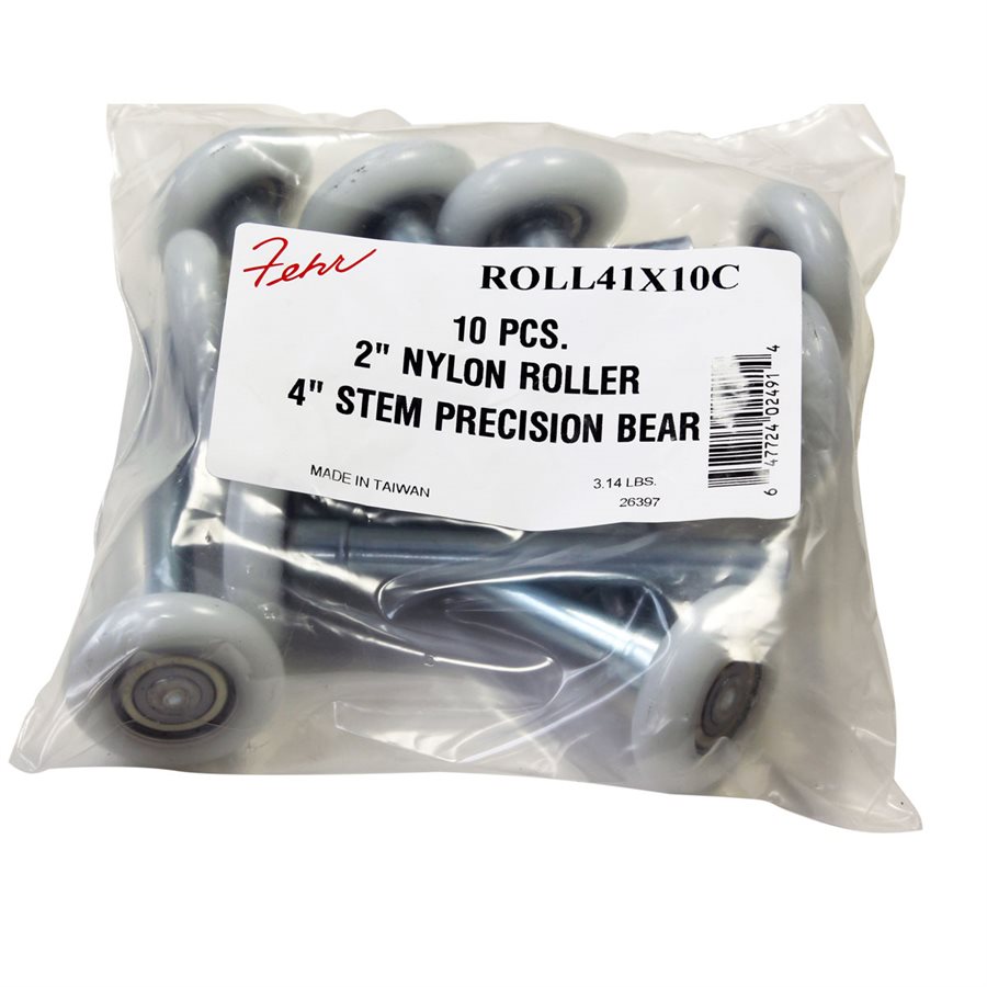 6200Z Nylon Precision Bearing Garage Door Roller With 4 in Stem - 2 in X 10 Pcs