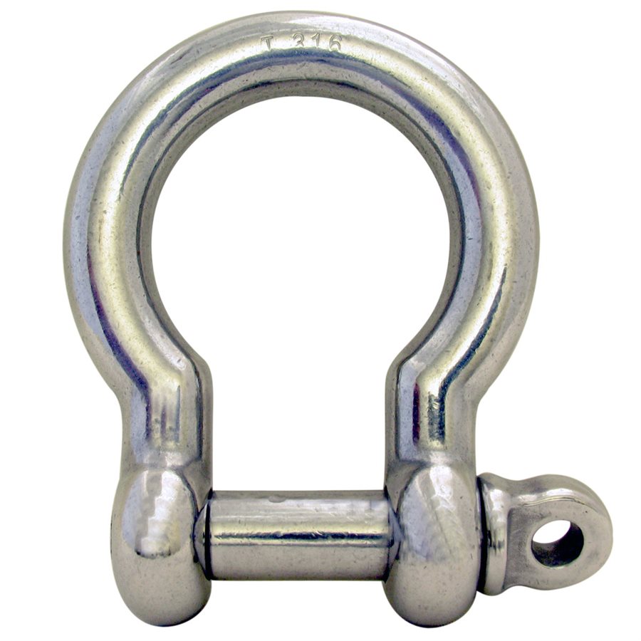 Stainless Steel T316 Screw Pin Bow Shackle - 3/4 in