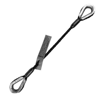 Black Galvanized Sling With Thimble Loops Each End - 3/8 in x 5 ft X 7x19